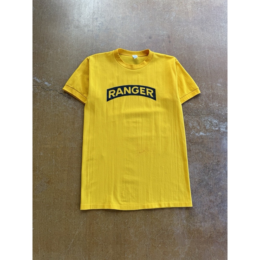VTG 60s 70s Velva Sheen Ranger Military US Army Training Nylon T-Shirt (M)
